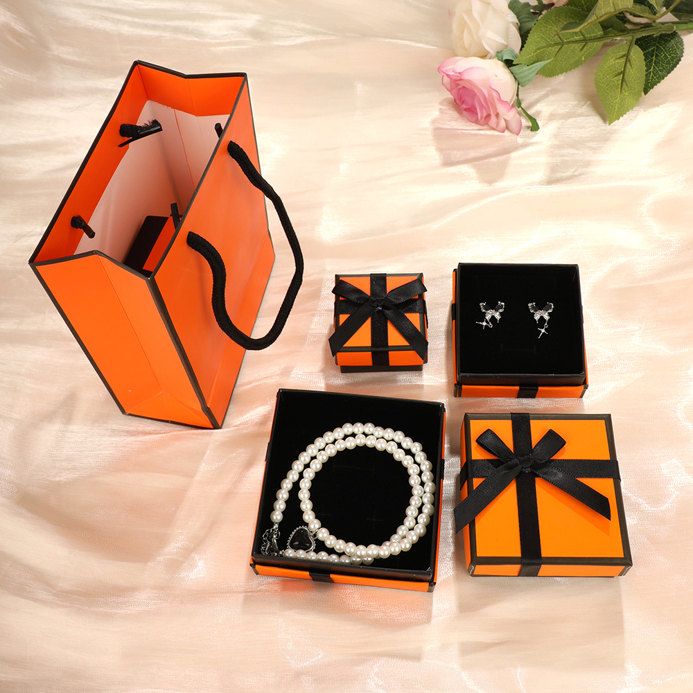 Jewelry Box Holder Earrings Necklace Bracelet Container Gift Box Orange  White Jewelry Box Delicate Bow Tie Jewelry Packaging - AliExpress